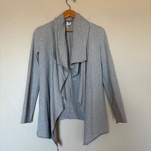 Flawless Womens Gray Open Front‎ Waterfall Drape Cardigan Sweater SZ S Cotton